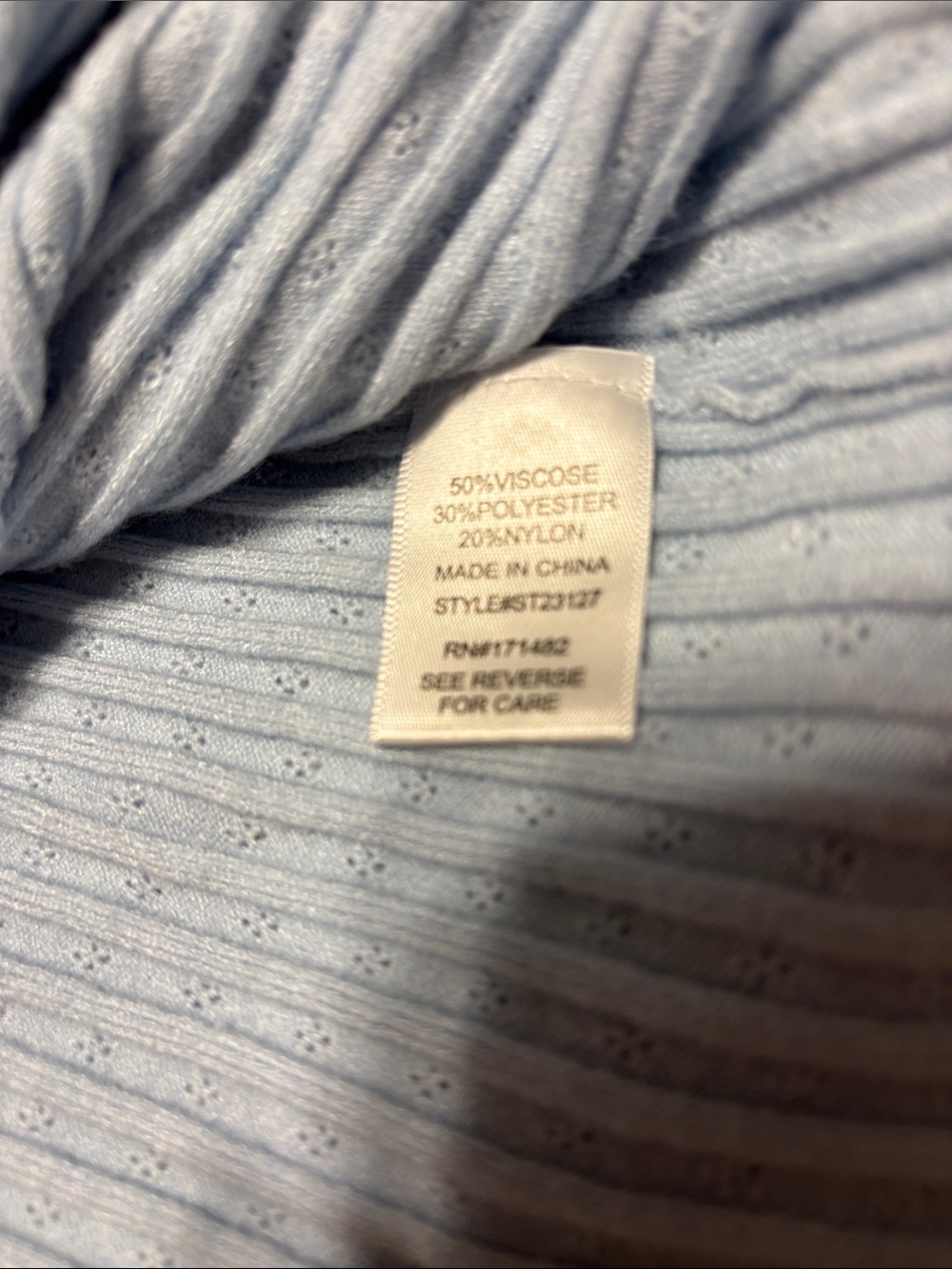 Sincerely Jules Light Blue Tie-Front Ribbed Sleep Top Sz/M - Picture 11 of 12